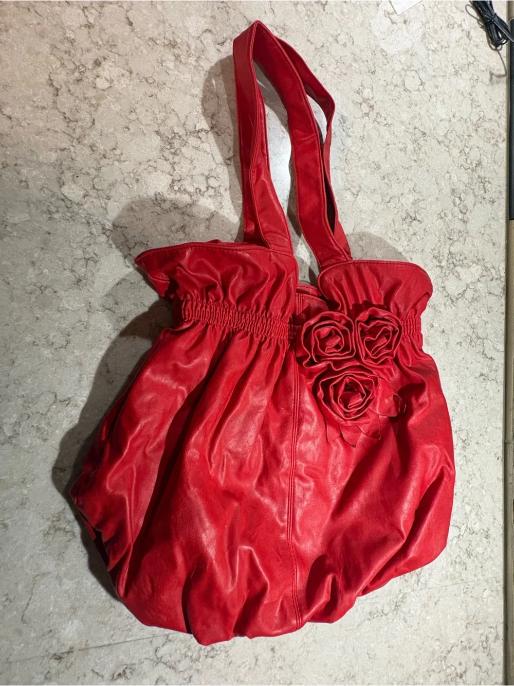 Red Floral Accent Women’s Shoulder Bag